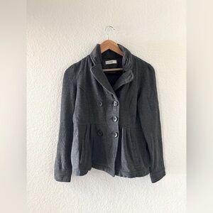 Calender by Be‎ Cool Jacket Size M Gray Double Breasted Bow Back Peplum Pea Coat